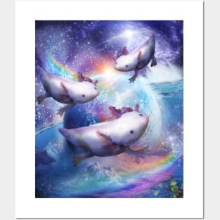 Rainbow Axolotl In Space, Galaxy Axolotls Posters and Art